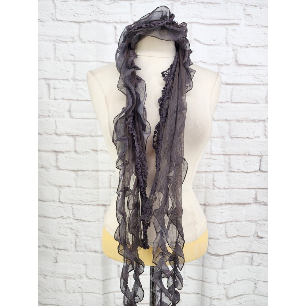 Fairy Grunge Skinny Scarf Crochet Lace Romantic Goth Sheer Indie Sleaze Ruffle
